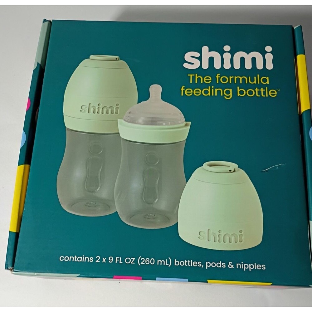 Shimi The Formula Feeding Bottle 2X 9 Fl Oz Bottles Pod & Nipple 3+ Mth Med Flow